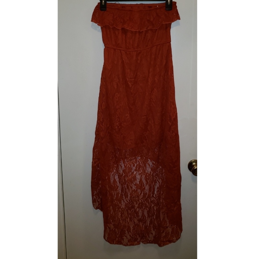 NWT Orange Lace High-Low Dress - Picture 2 of 4